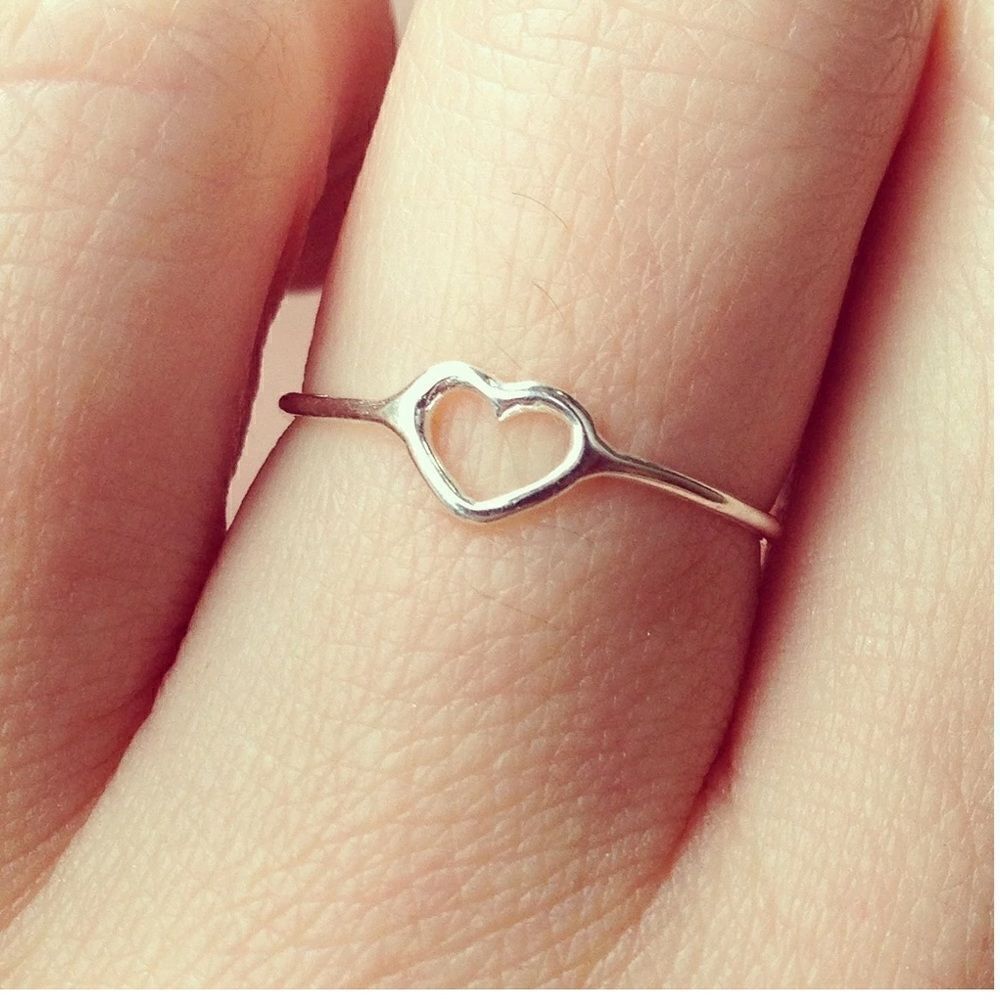 VERAMEAT Sterling Silver Got Heart? Thin Stackable Ring Size 7.5